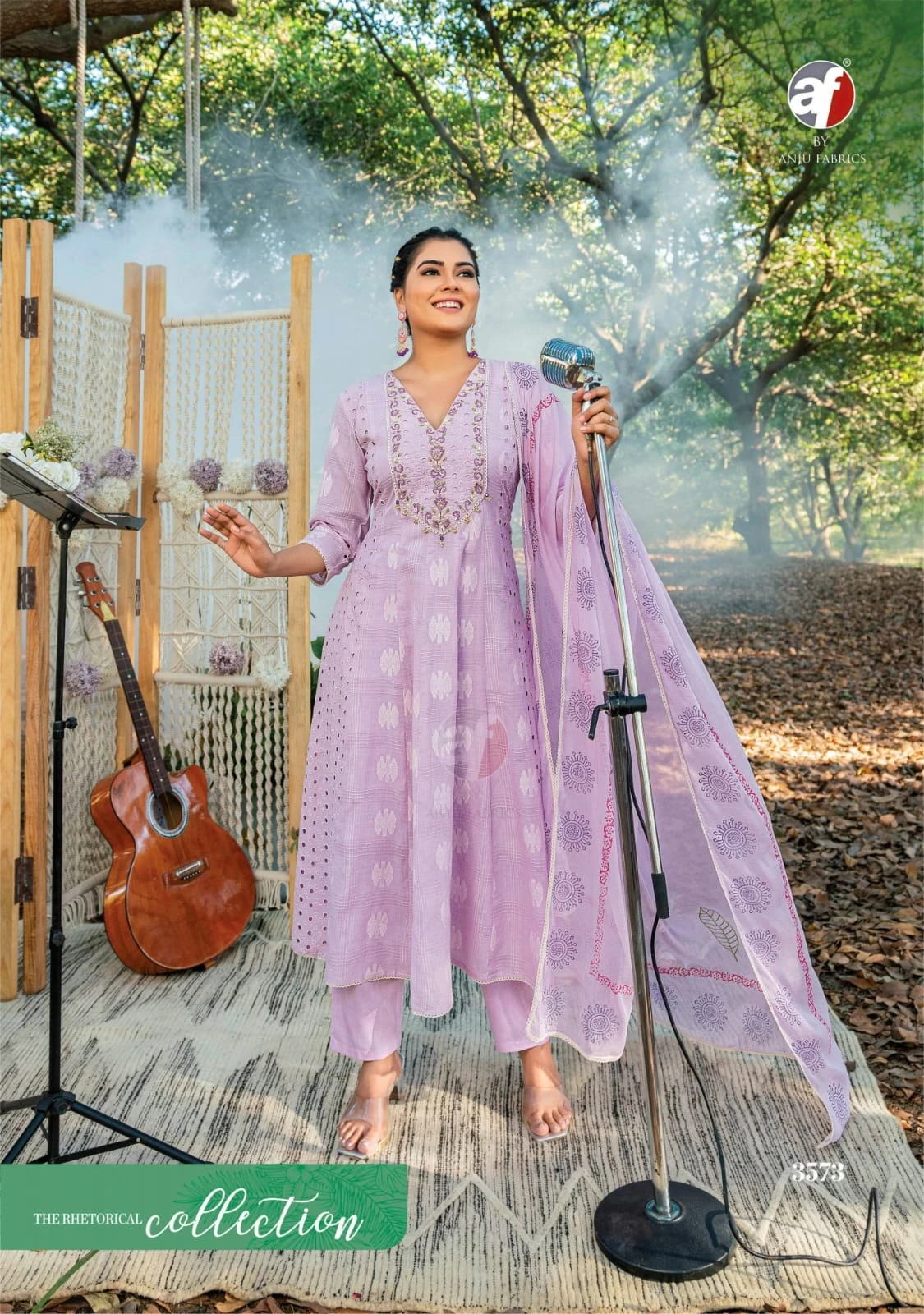 Anju Fabrics Rhythm Cotton Schiffli Wholesale Readymade Salwar Suit Catalog — Wholesale Salwar Suits, Anju fabric wholesale from Surat — view 3